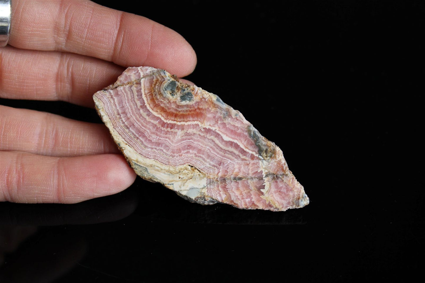 1 tranche polie en rhodochrosite - Aurore Lune 