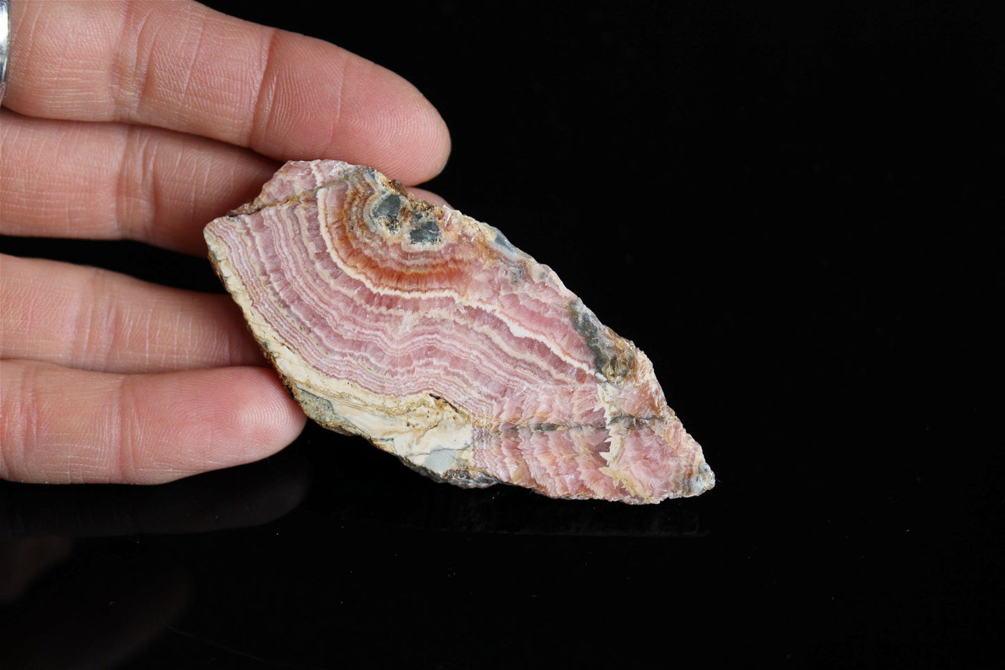 1 tranche polie en rhodochrosite - Aurore Lune 