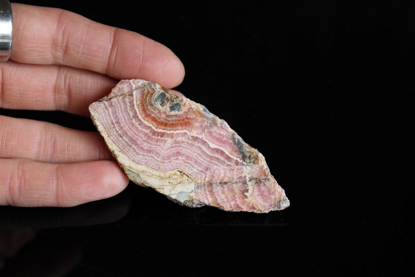 1 tranche polie en rhodochrosite - Aurore Lune 