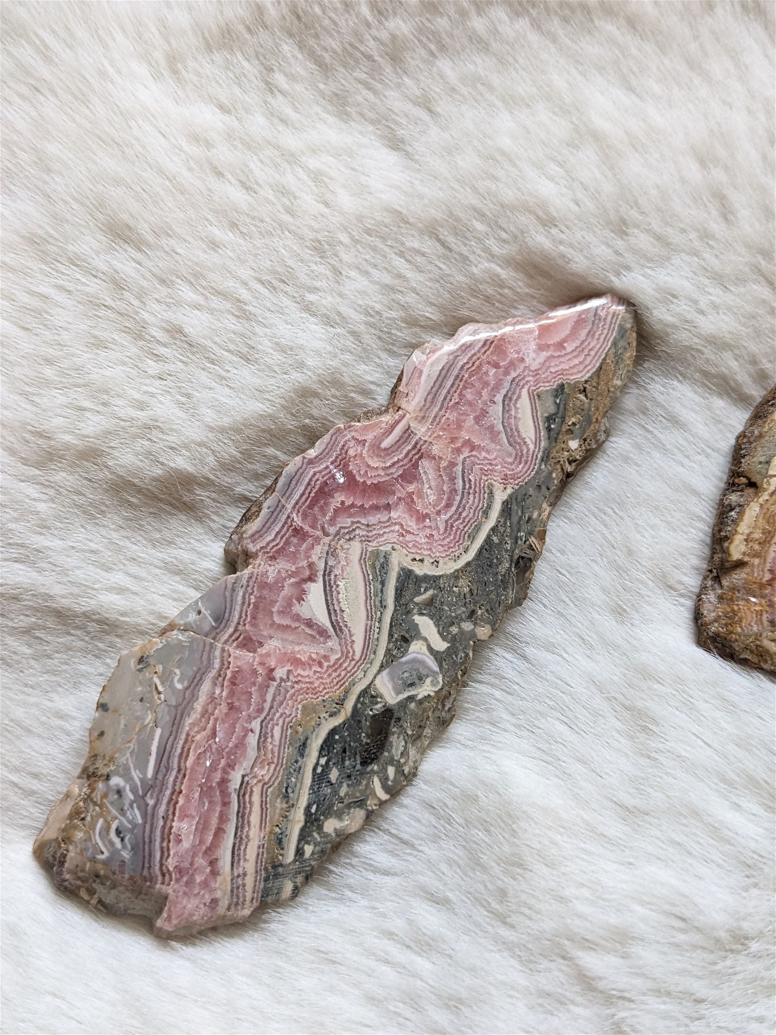 1 tranche polie en rhodochrosite - Aurore Lune 