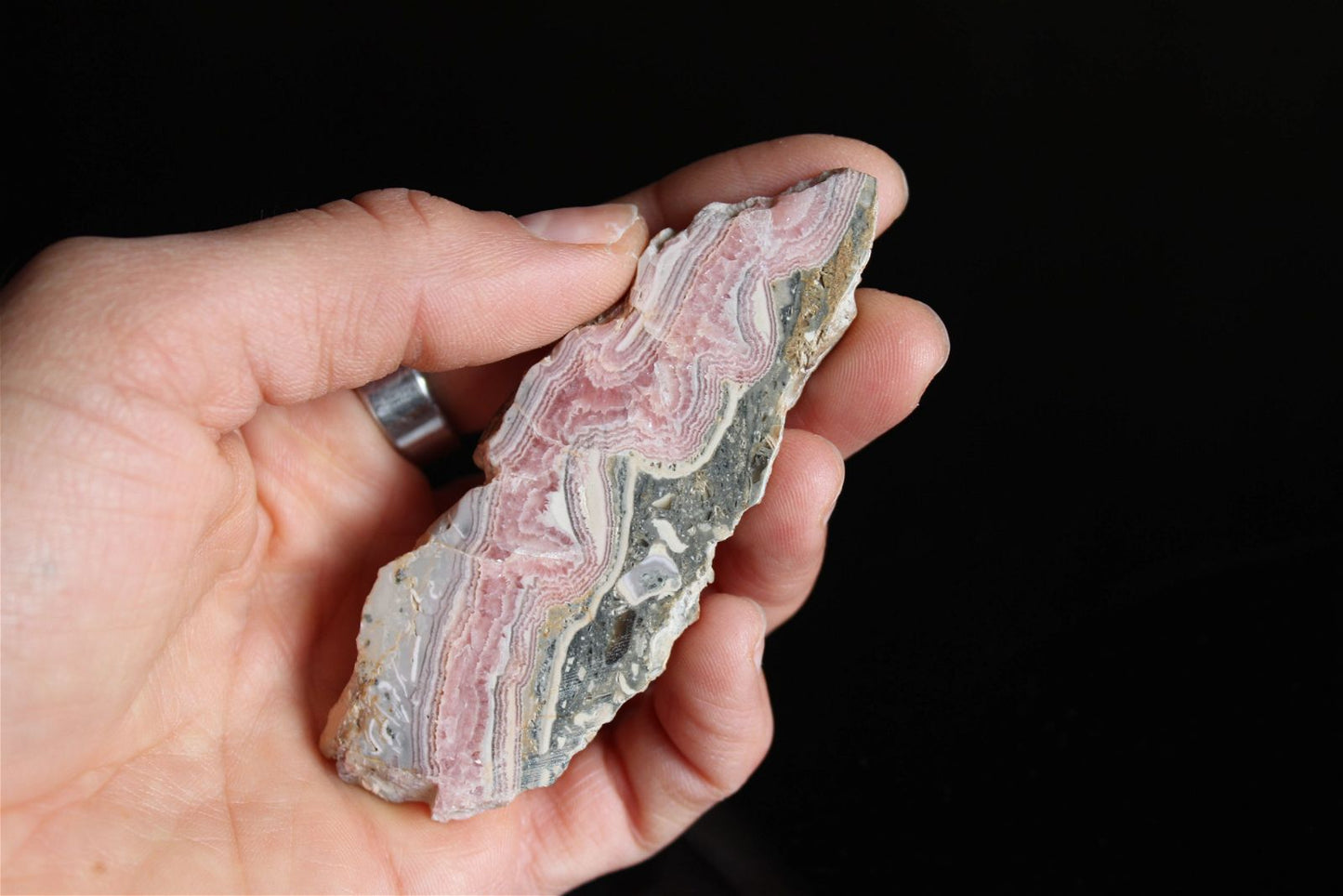 1 tranche polie en rhodochrosite - Aurore Lune 