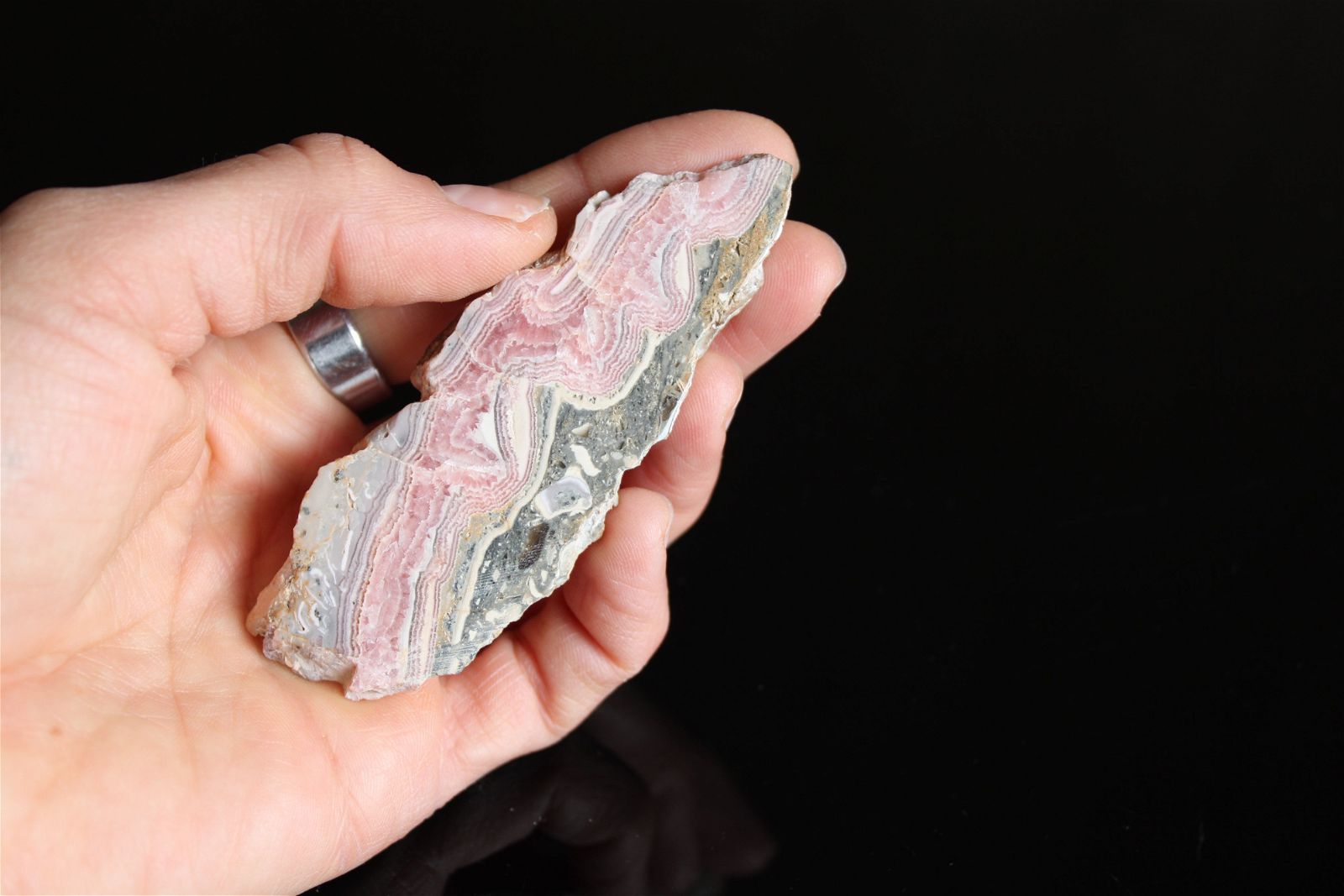 1 tranche polie en rhodochrosite - Aurore Lune 