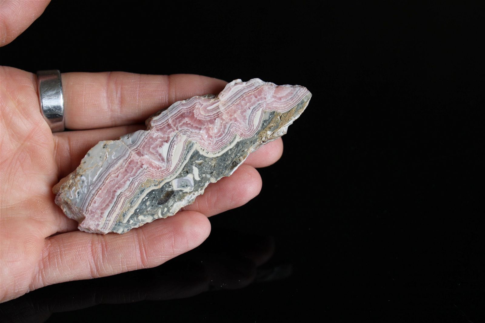 1 tranche polie en rhodochrosite - Aurore Lune 