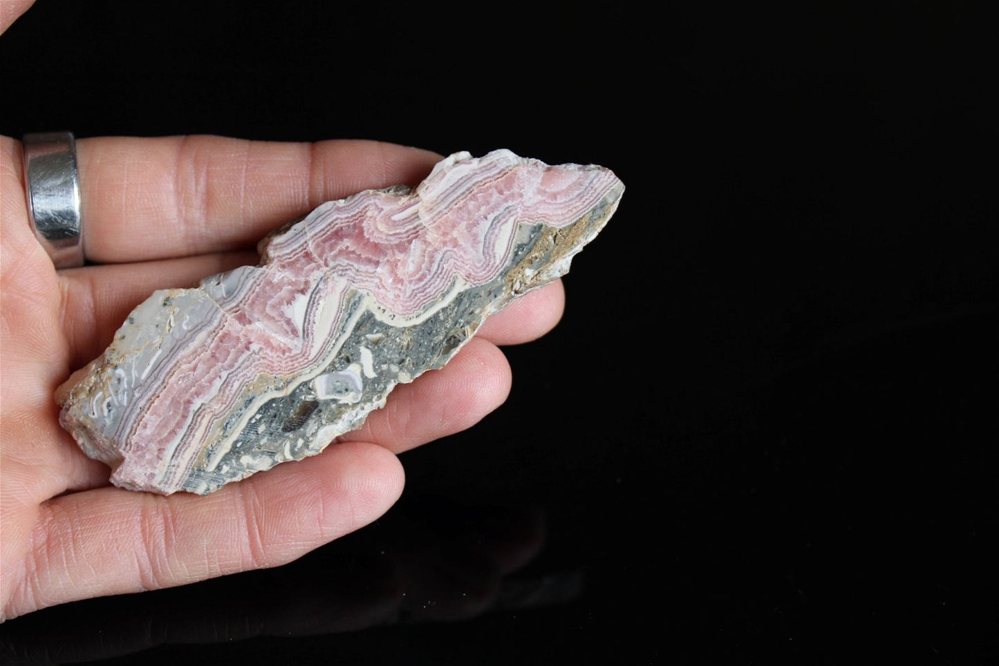 1 tranche polie en rhodochrosite - Aurore Lune 