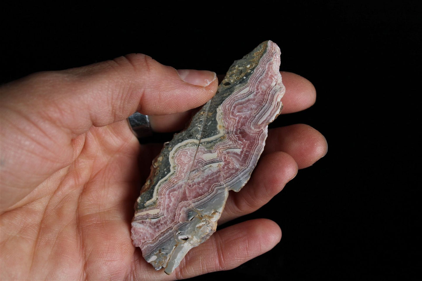 1 tranche polie en rhodochrosite - Aurore Lune 