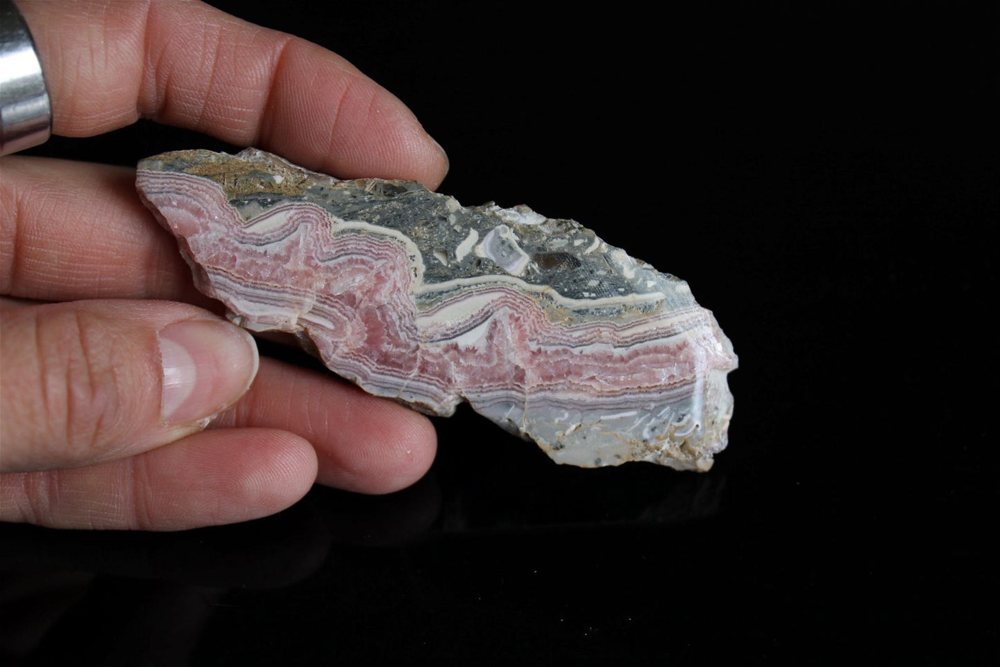 1 tranche polie en rhodochrosite - Aurore Lune 