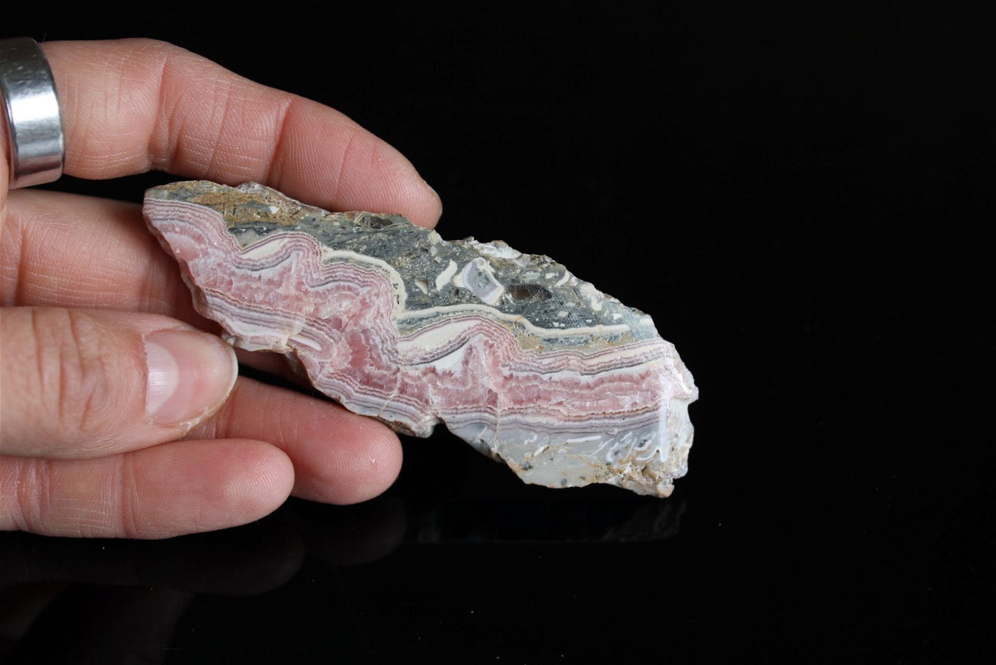 1 tranche polie en rhodochrosite - Aurore Lune 