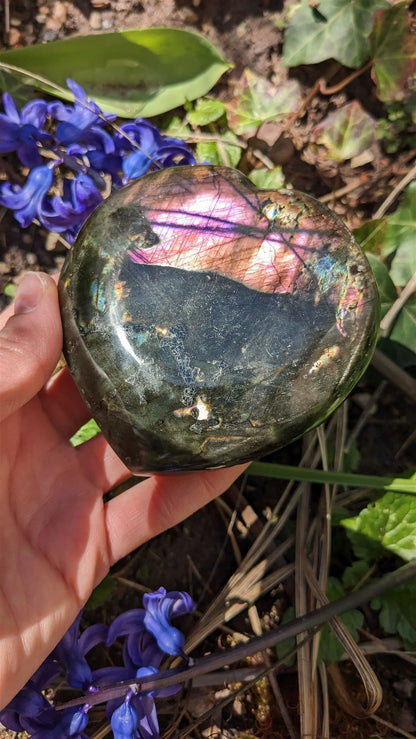 1 tres grand coeur en labradorite - Aurore Lune 