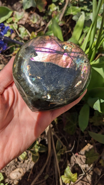 1 tres grand coeur en labradorite - Aurore Lune 