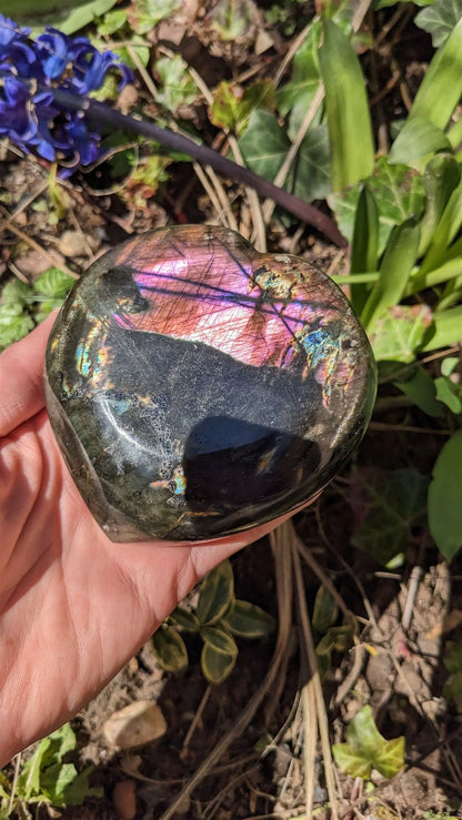 1 tres grand coeur en labradorite - Aurore Lune 