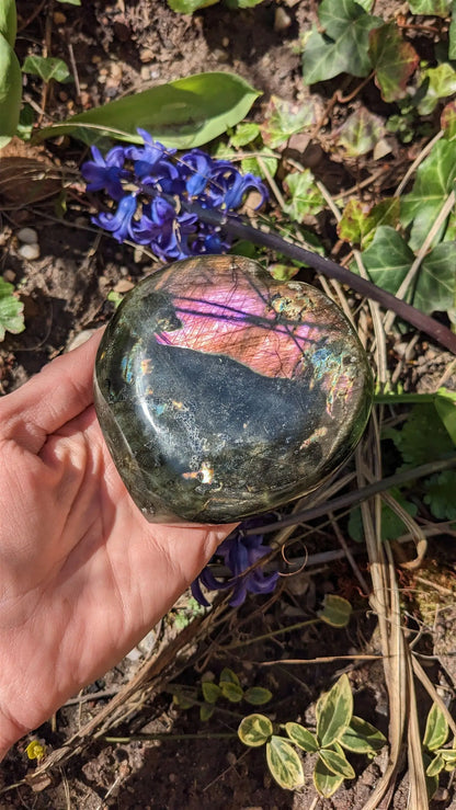 1 tres grand coeur en labradorite - Aurore Lune 