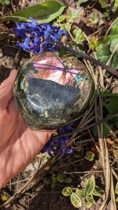 1 tres grand coeur en labradorite - Aurore Lune 