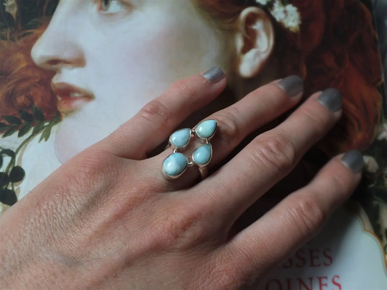 Bague avec 4 larimars T.54 - Aurore Lune 