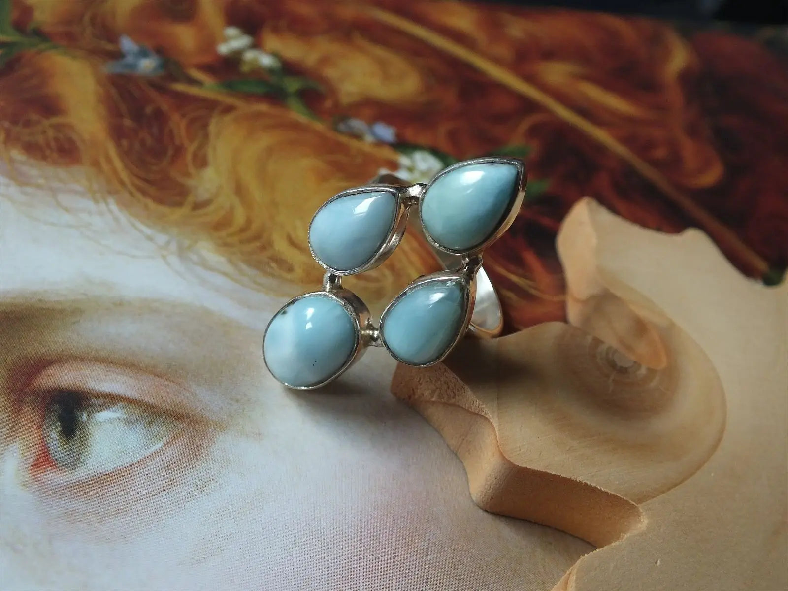 Bague avec 4 larimars T.54 - Aurore Lune 
