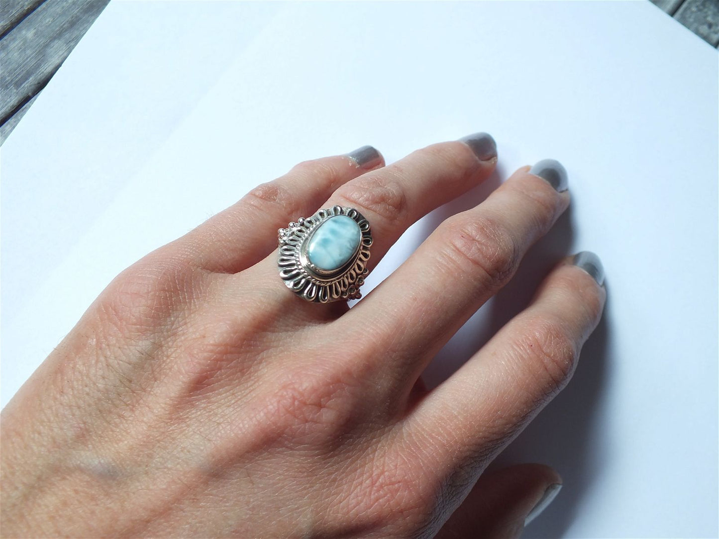 Bague avec larimar T.53 - Aurore Lune 