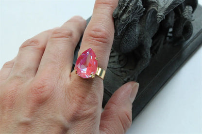 Bague réglable décorée swarovski authentique - Aurore Lune 