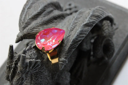 Bague réglable décorée swarovski authentique - Aurore Lune 