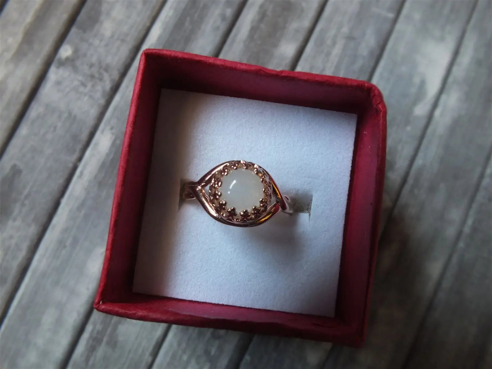Bague réglable labradorite blanche -D- - Aurore Lune 