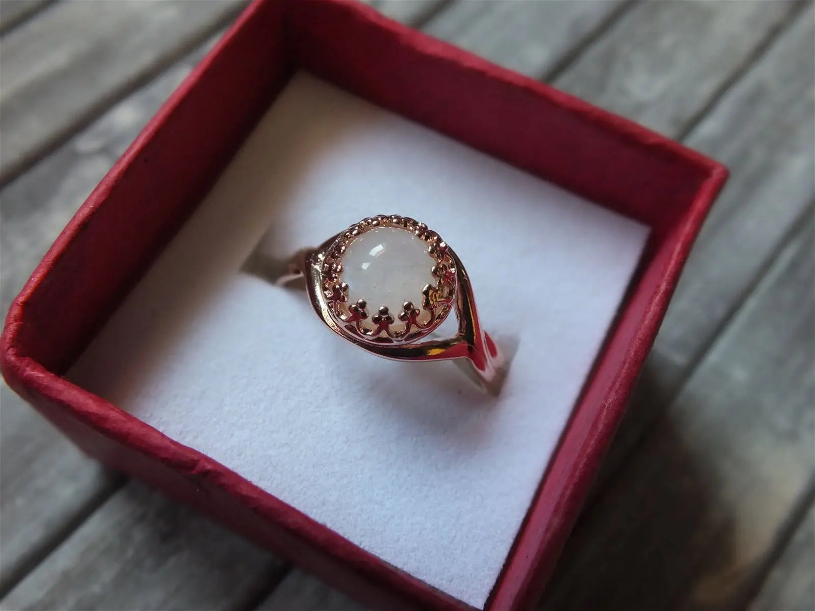 Bague réglable labradorite blanche -D- - Aurore Lune 