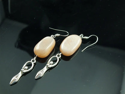Boucles d'oreilles Déesses pierre de lune - Aurore Lune 