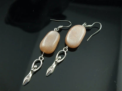 Boucles d'oreilles Déesses pierre de lune - Aurore Lune 