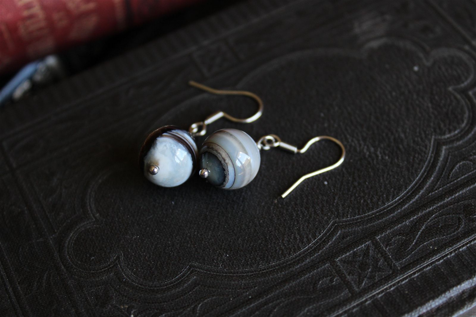 Boucles d'oreilles agates - Aurore Lune 