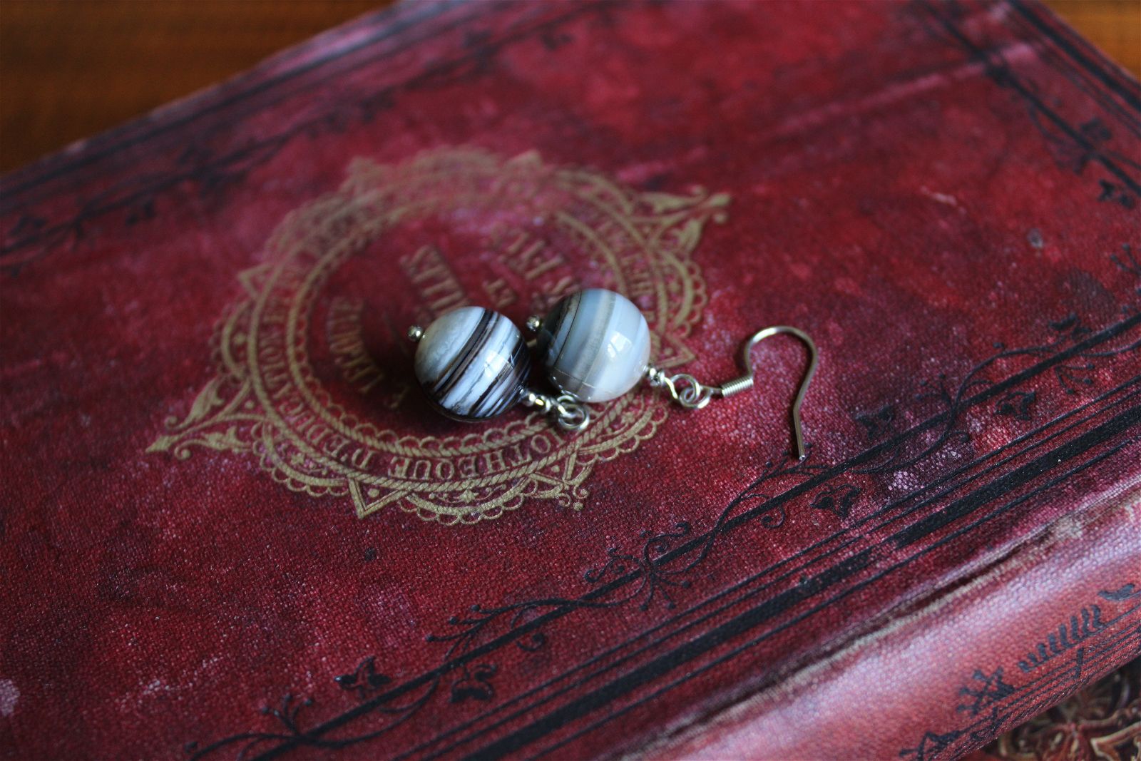 Boucles d'oreilles agates - Aurore Lune 