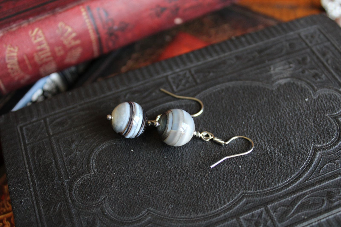 Boucles d'oreilles agates - Aurore Lune 