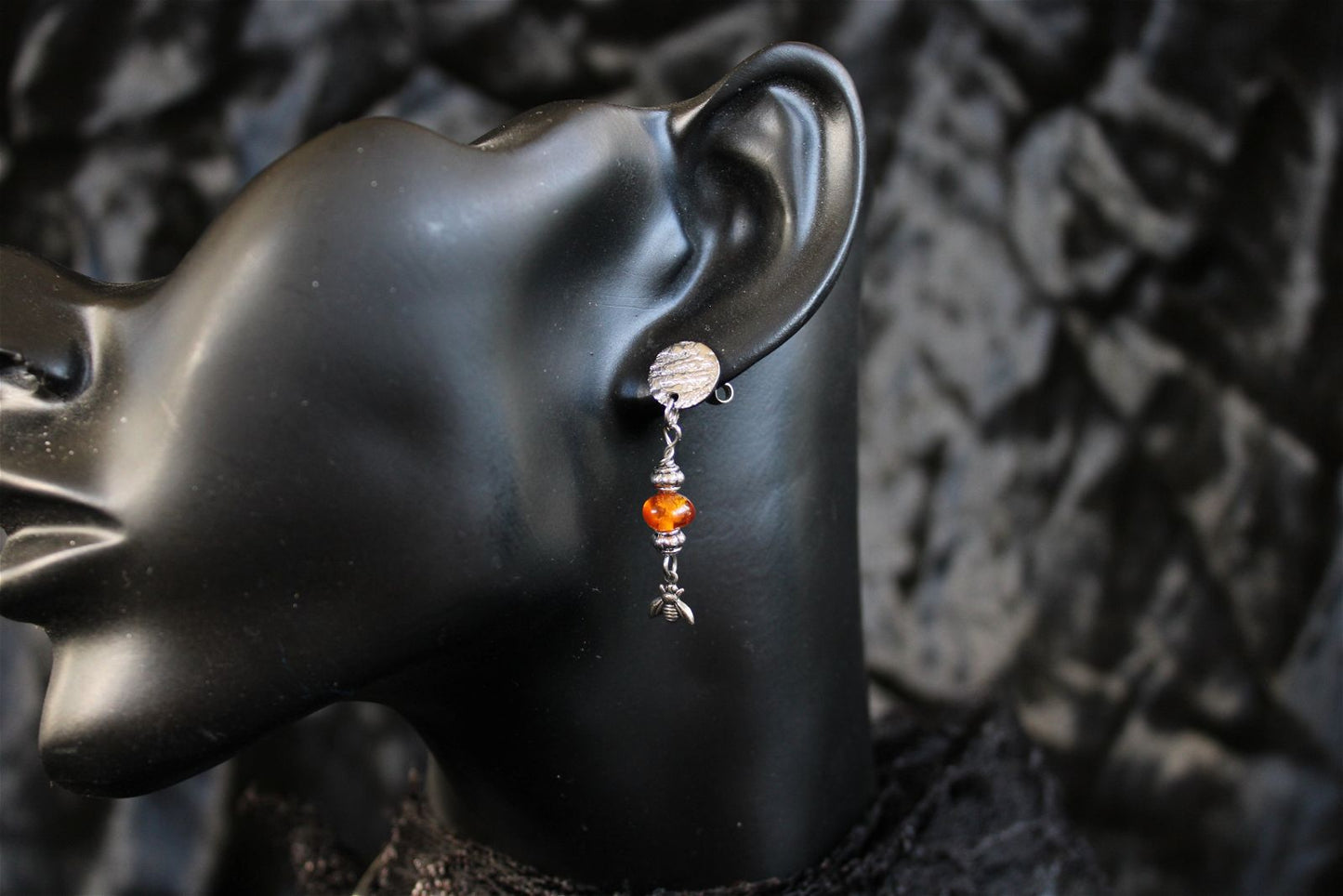 Boucles d'oreilles avec ambre - Aurore Lune 