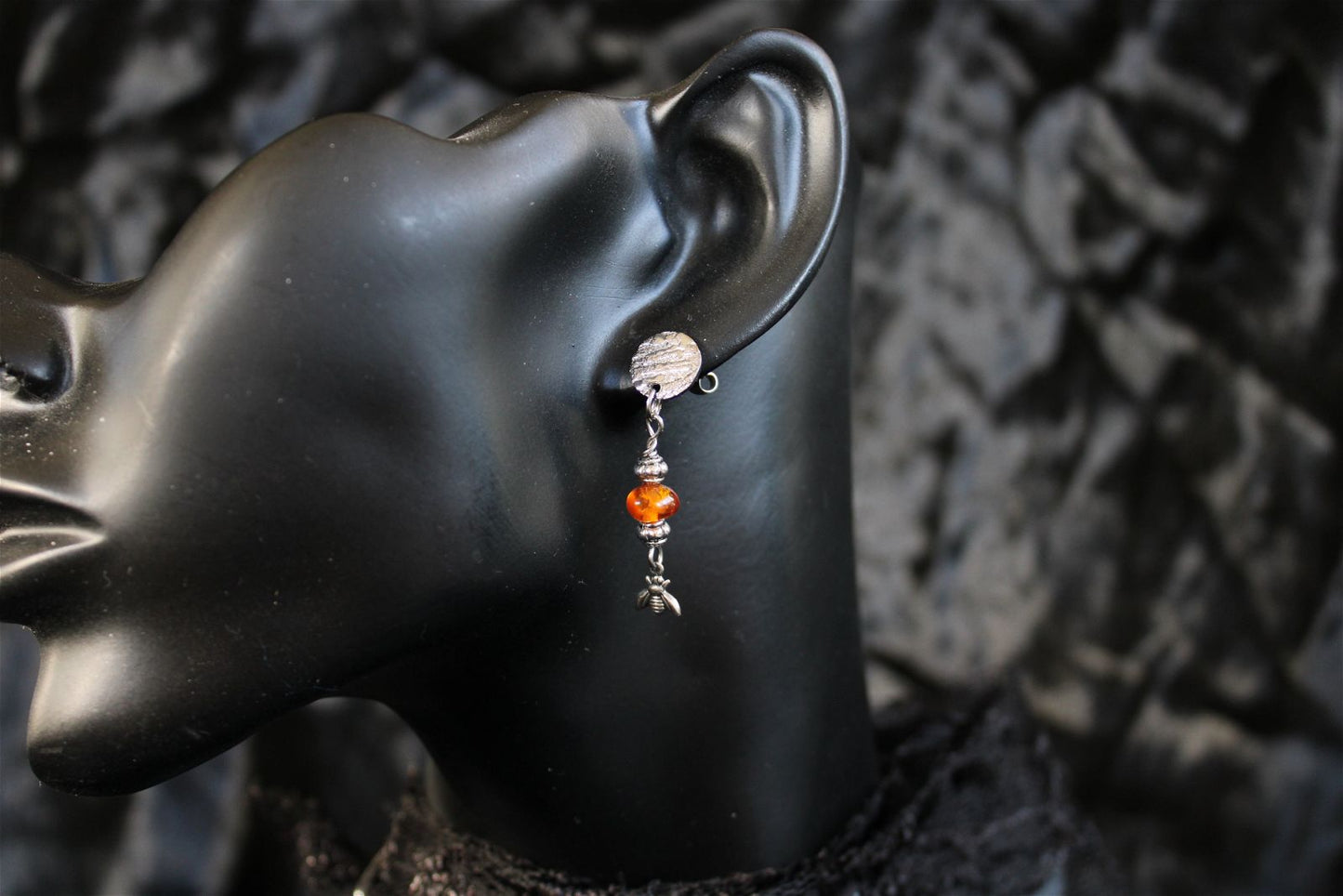 Boucles d'oreilles avec ambre - Aurore Lune 