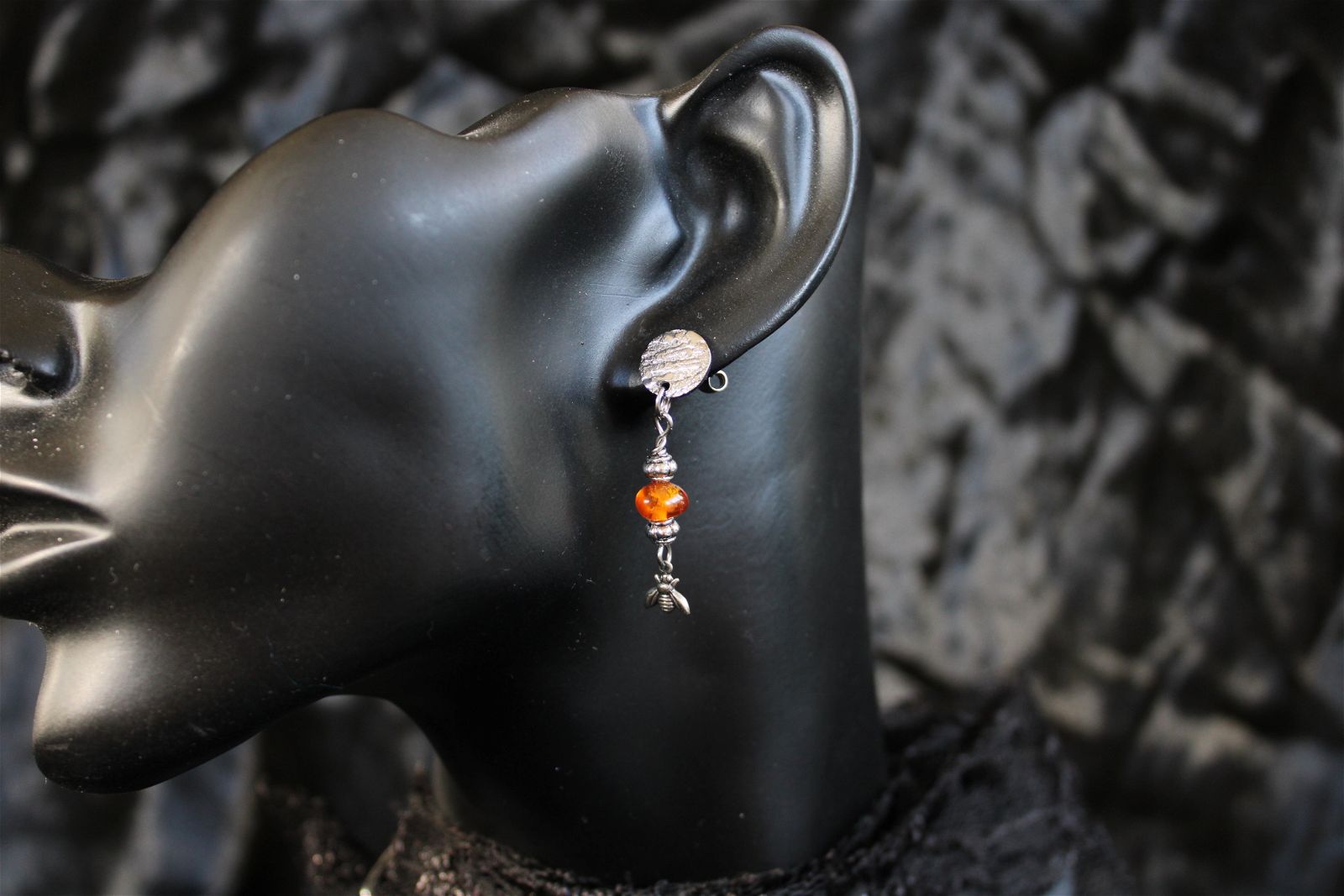 Boucles d'oreilles avec ambre - Aurore Lune 