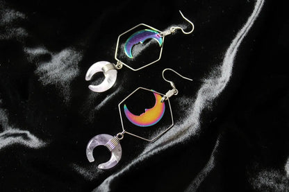 Boucles d'oreilles avec améthystes et lunes - Aurore Lune 