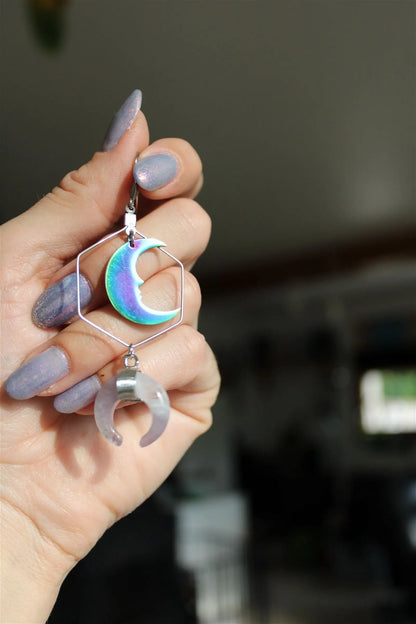 Boucles d'oreilles avec améthystes et lunes - Aurore Lune 