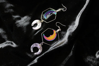 Boucles d'oreilles avec améthystes et lunes - Aurore Lune 