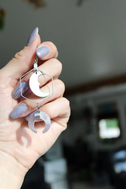 Boucles d'oreilles avec améthystes et lunes - Aurore Lune 