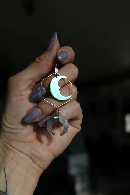 Boucles d'oreilles avec améthystes et lunes - Aurore Lune 