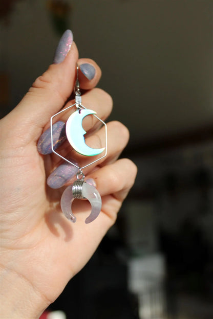 Boucles d'oreilles avec améthystes et lunes - Aurore Lune 