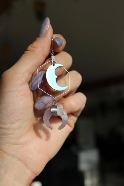 Boucles d'oreilles avec améthystes et lunes - Aurore Lune 