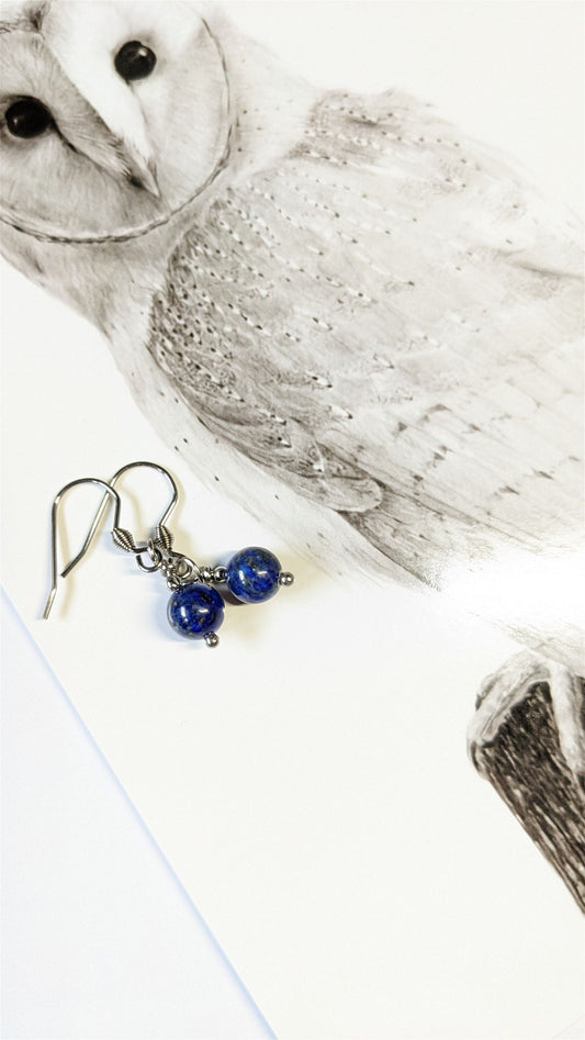 Boucles d'oreilles avec lapis lazuli inox - Aurore Lune 
