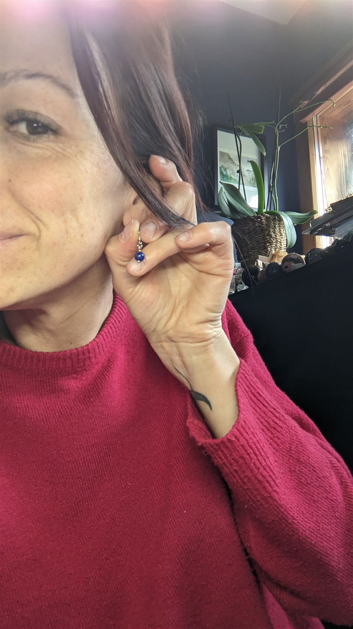 Boucles d'oreilles avec lapis lazuli inox - Aurore Lune 