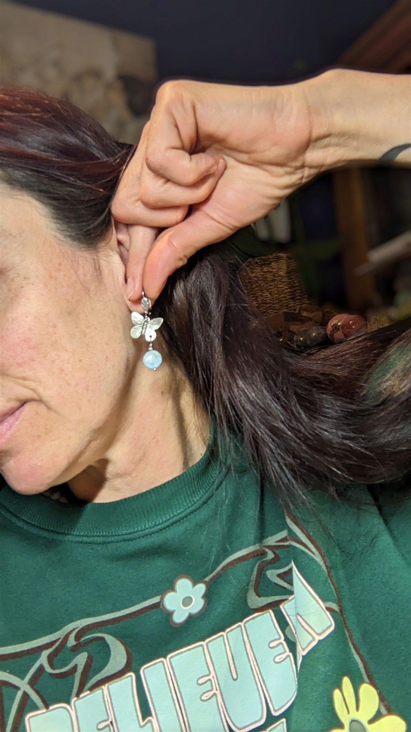 Boucles d'oreilles avec larimar - Aurore Lune 