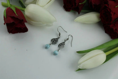 Boucles d'oreilles avec larimar - Aurore Lune 