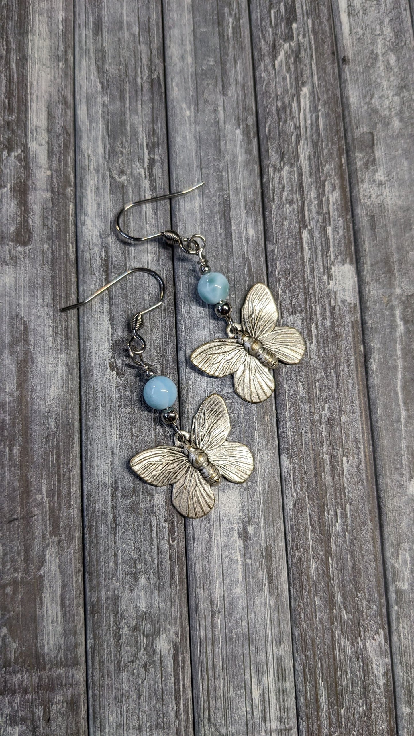 Boucles d'oreilles avec larimar - Aurore Lune 