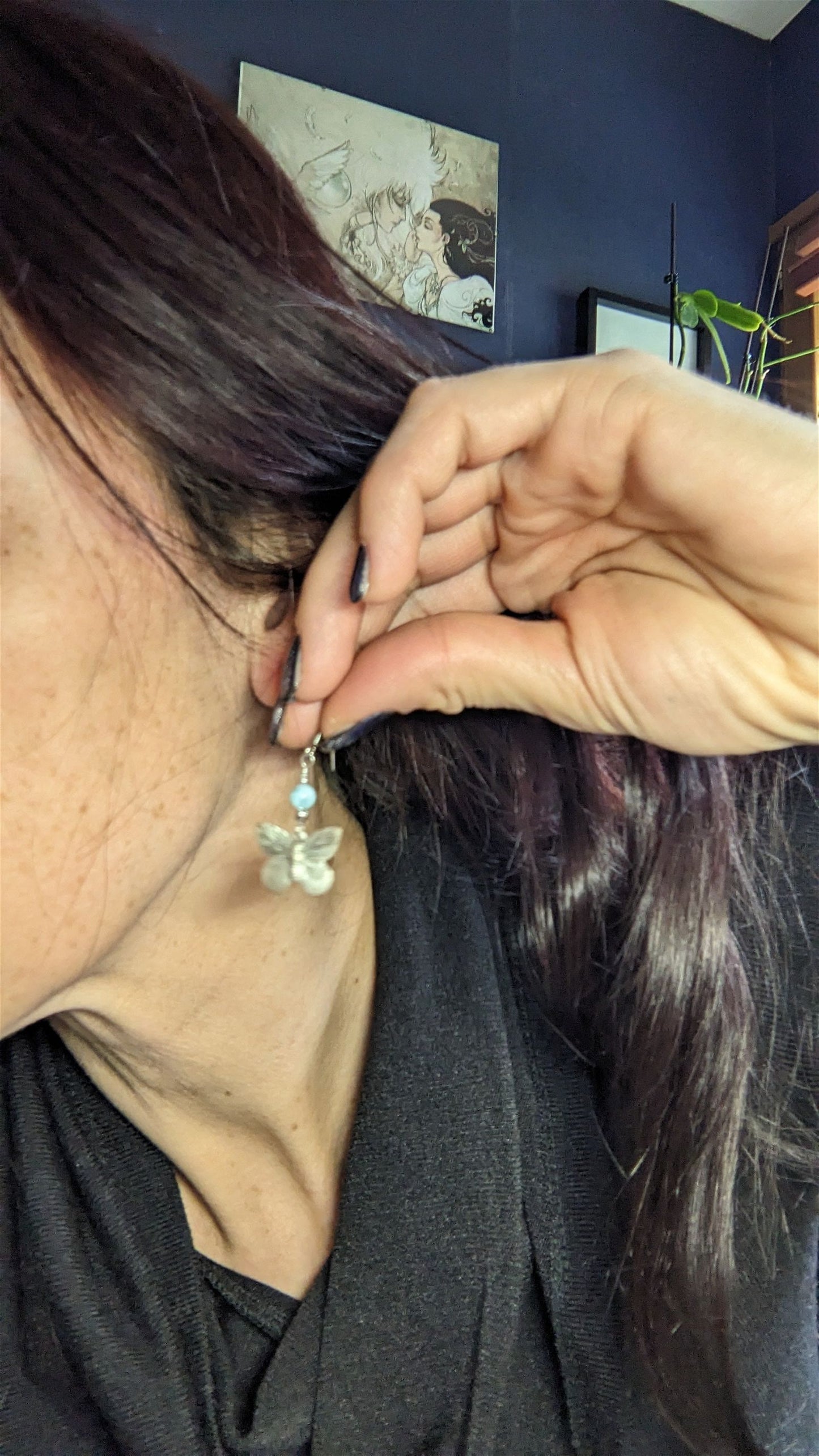 Boucles d'oreilles avec larimar - Aurore Lune 