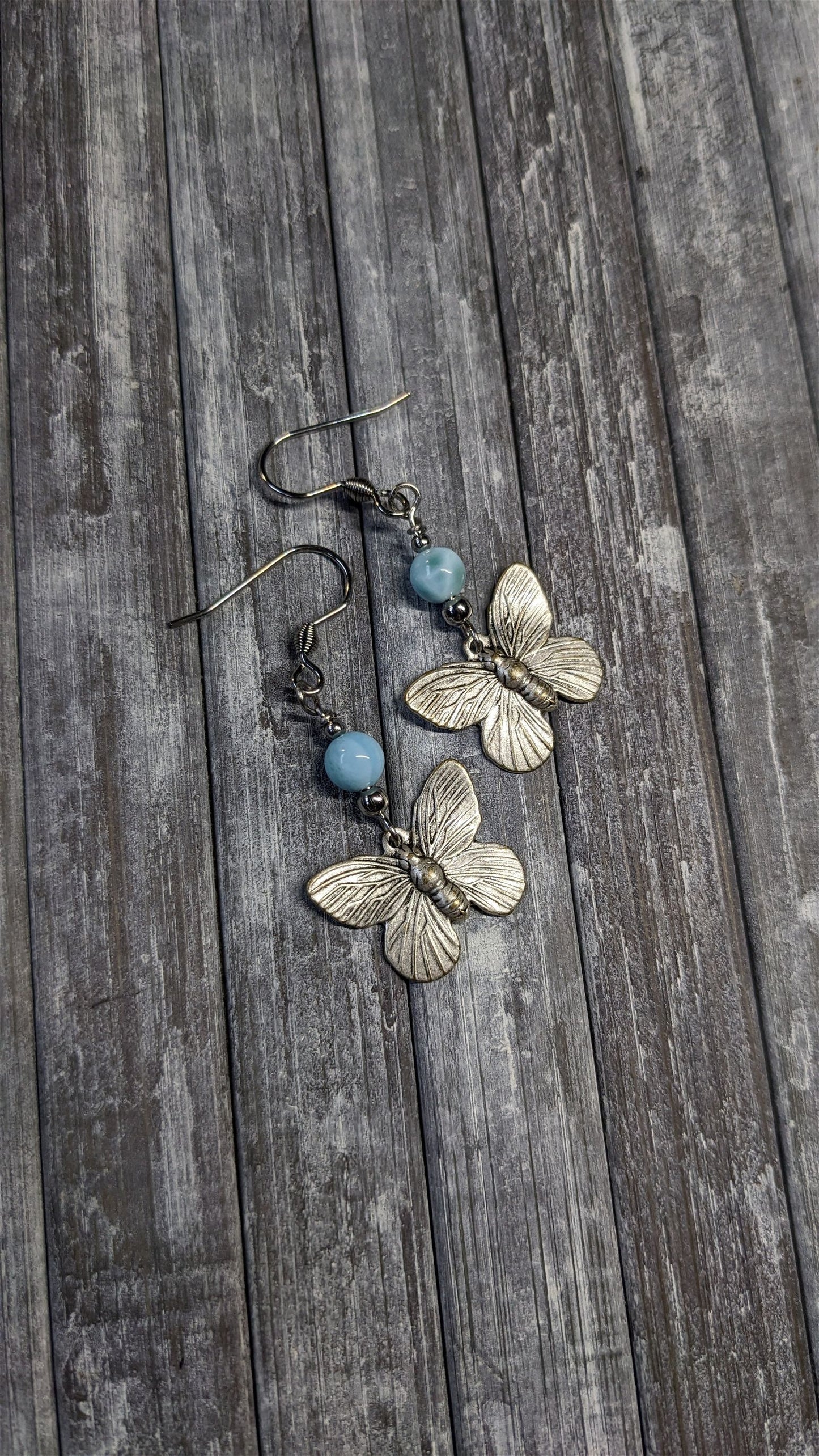 Boucles d'oreilles avec larimar - Aurore Lune 