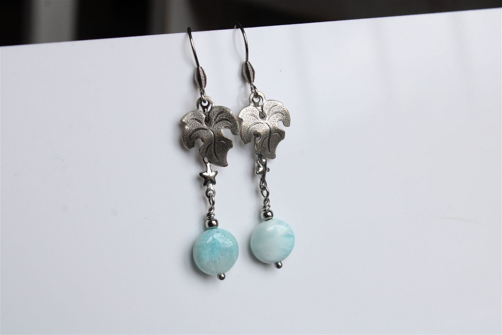 Boucles d'oreilles avec larimar - Aurore Lune 