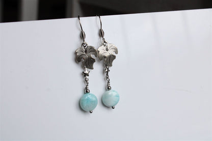 Boucles d'oreilles avec larimar - Aurore Lune 