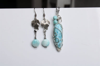 Boucles d'oreilles avec larimar - Aurore Lune 