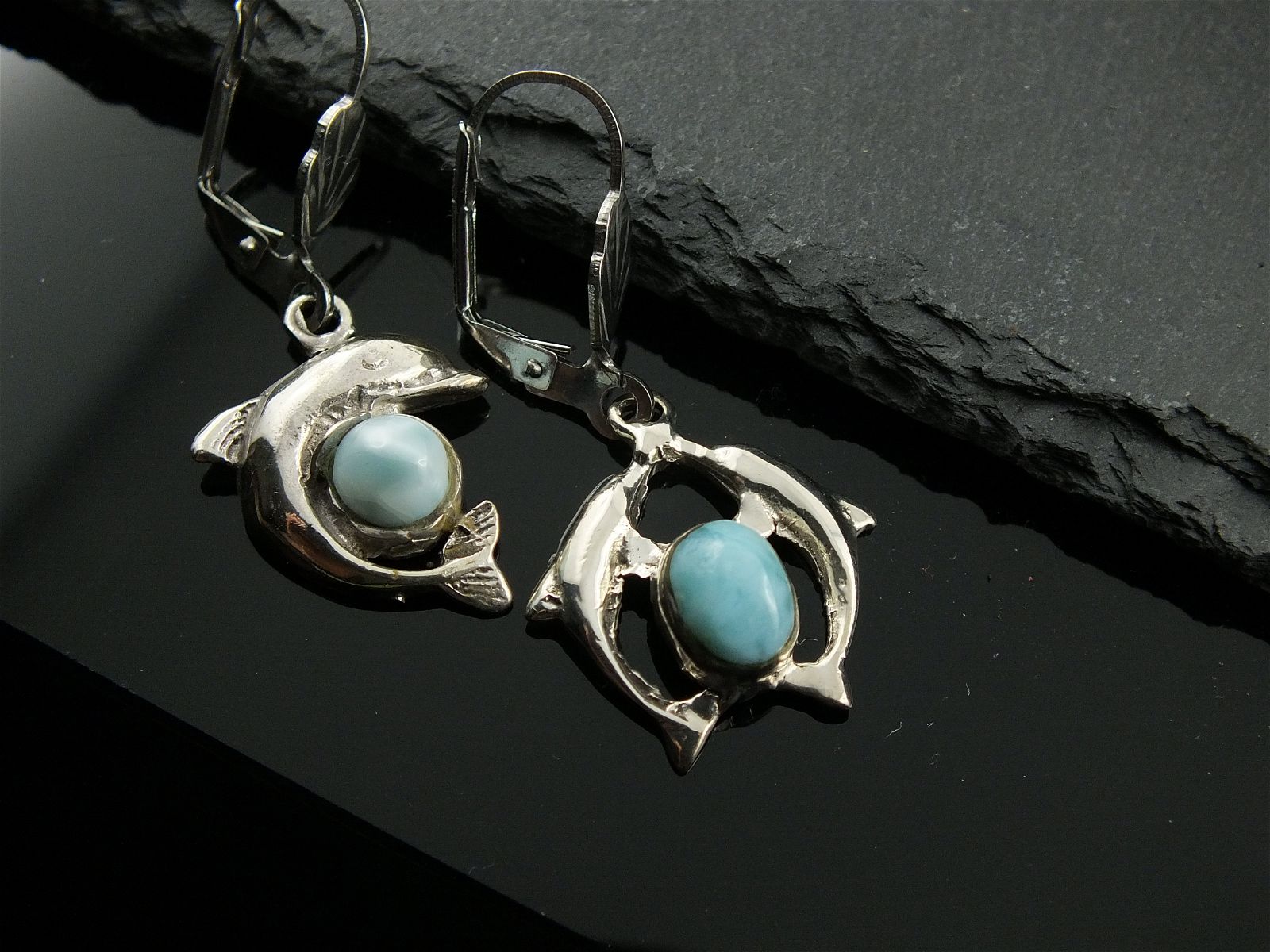 Boucles d'oreilles avec larimars - Aurore Lune 