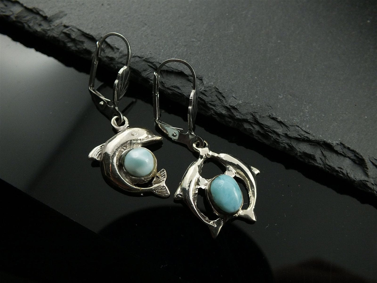 Boucles d'oreilles avec larimars - Aurore Lune 